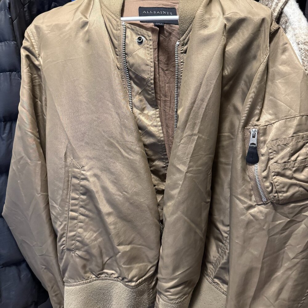 Beige/Tan, All Saints Bomber Jacket Size Medium